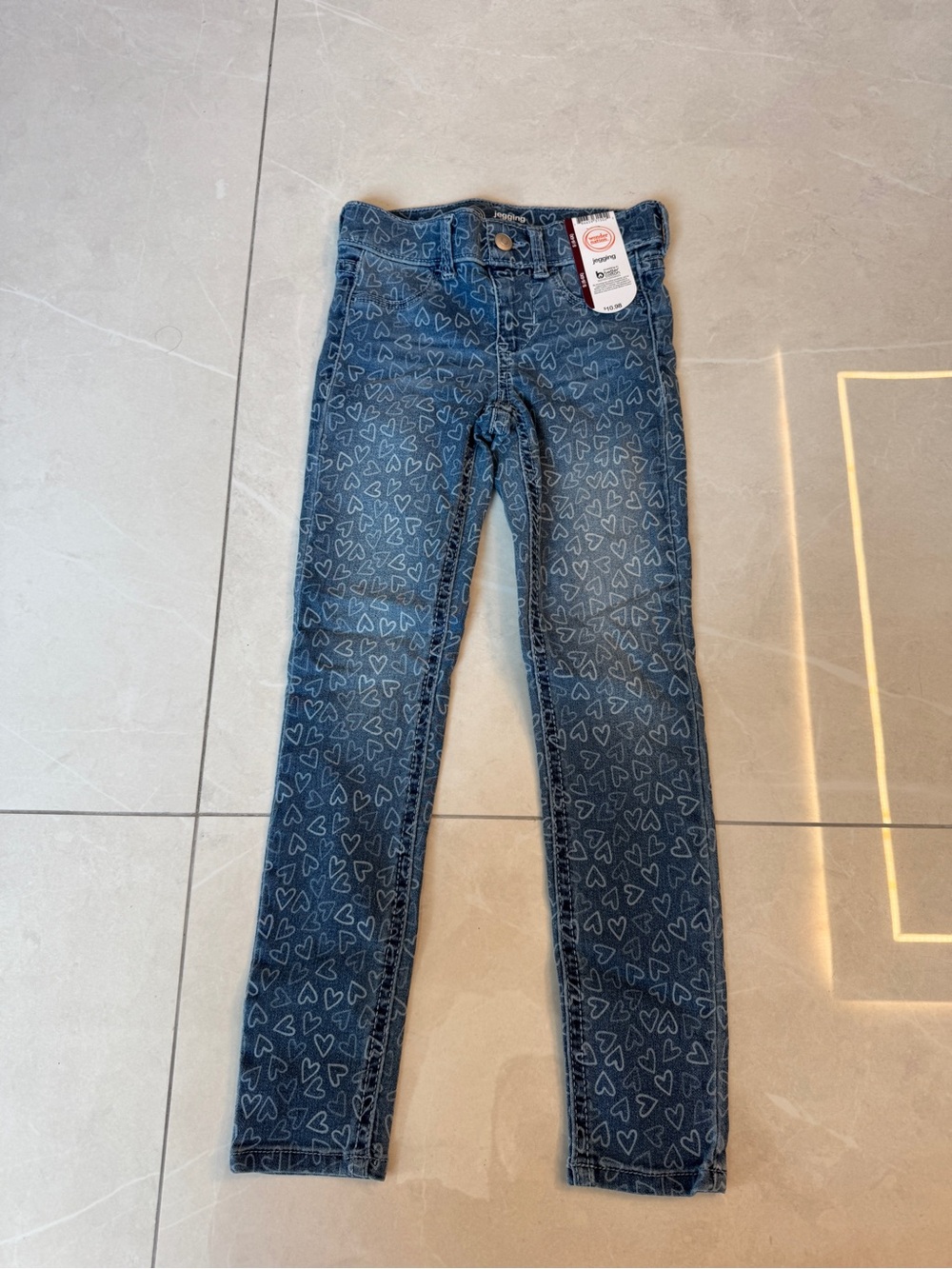 wonder nation Girls Fashion Heart-Print Skinny Jeans